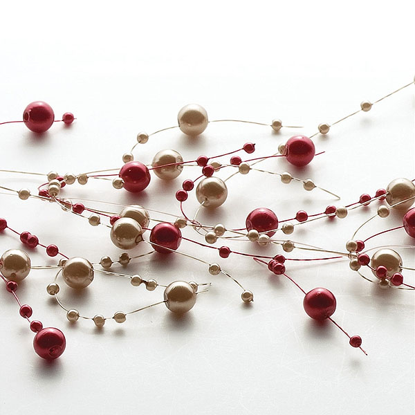 Beaded Garland Pearl Red and Brown