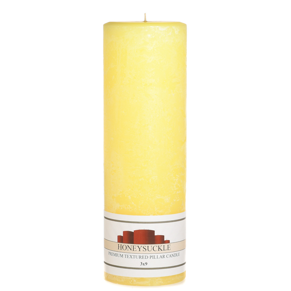 Textured 3x9 Honeysuckle Pillar Candles