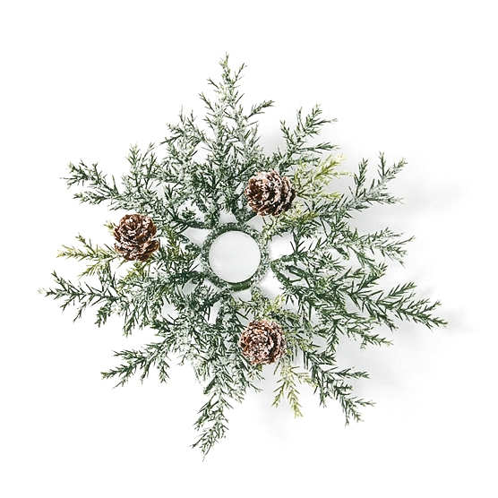 Frosted Arborvitae Candle Ring 1 Inch