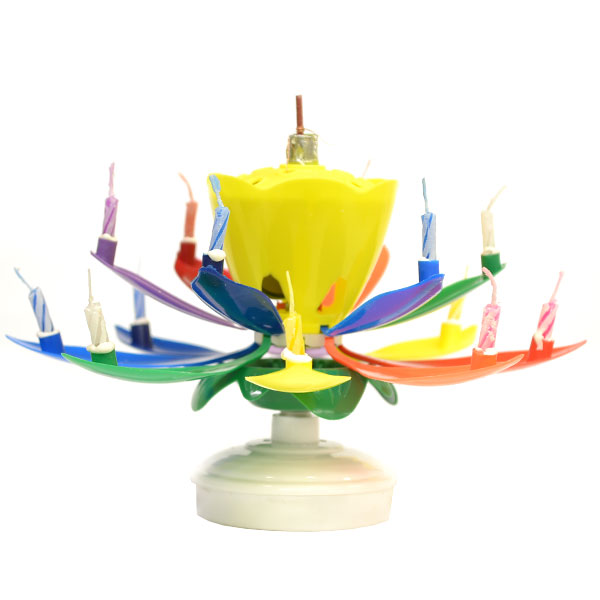 Musical Flower Birthday Candles Rainbow Yellow Bud