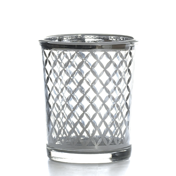 Metallic Silver Lattice Votive Cup