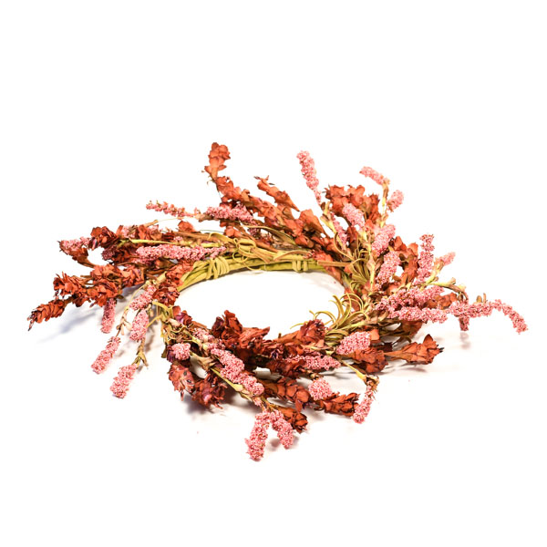 Floral Rustic Pink Candle Ring 6.5 Inch