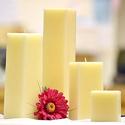 Ivory Square Candles 3 Inch