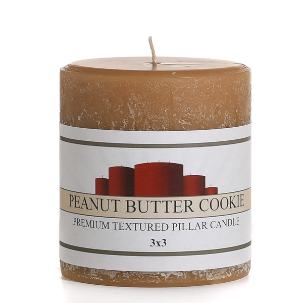 Textured 3x3 Peanut Butter Cookie Pillar Candles