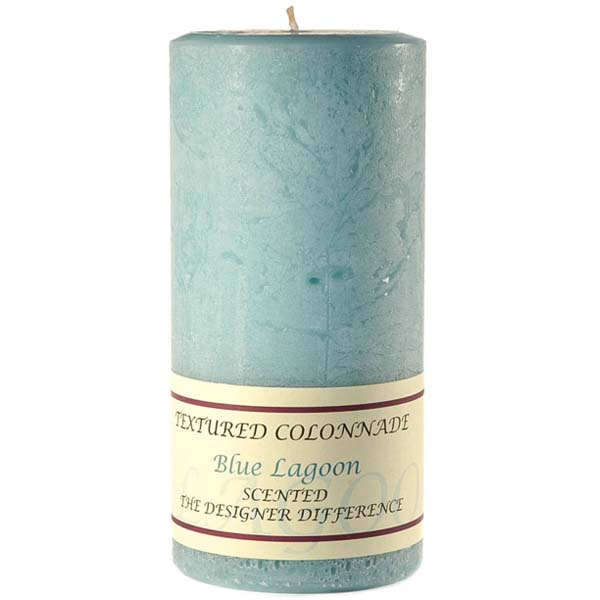 Textured 3x6 Blue Lagoon Pillar Candles