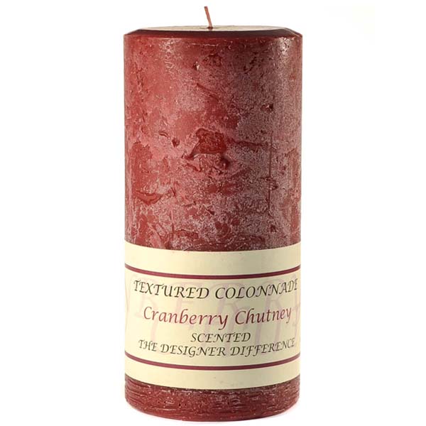 Textured 3x6 Cranberry Chutney Pillar Candles