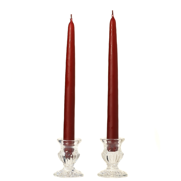 Unscented 8 Inch Burgundy Tapers Pair