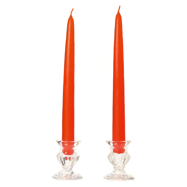 Unscented 10 Inch Burnt Orange Tapers Pair