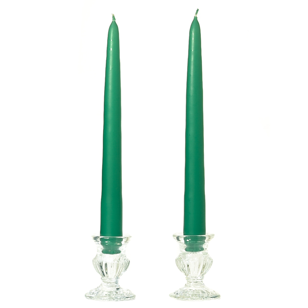 Unscented 10 Inch Forest Green Tapers Pair