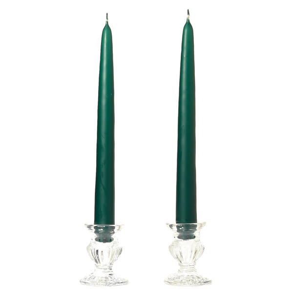 Unscented 12 Inch Hunter Green Tapers Dozen