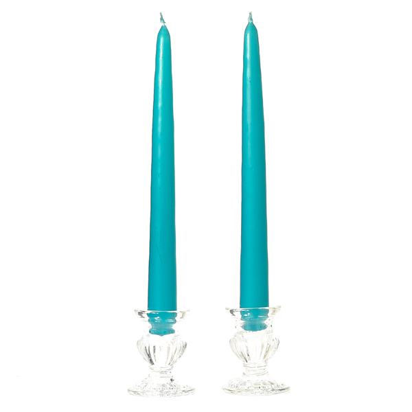 Unscented 10 Inch Mediterranean Blue Tapers Pair