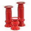Pillar Holder Set Red Ceramic 3 Piece