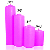 3x9 Hot Pink Pillar Candles Unscented