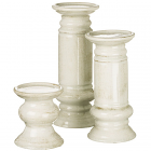 Pillar Holder Set White Ceramic 3 Piece